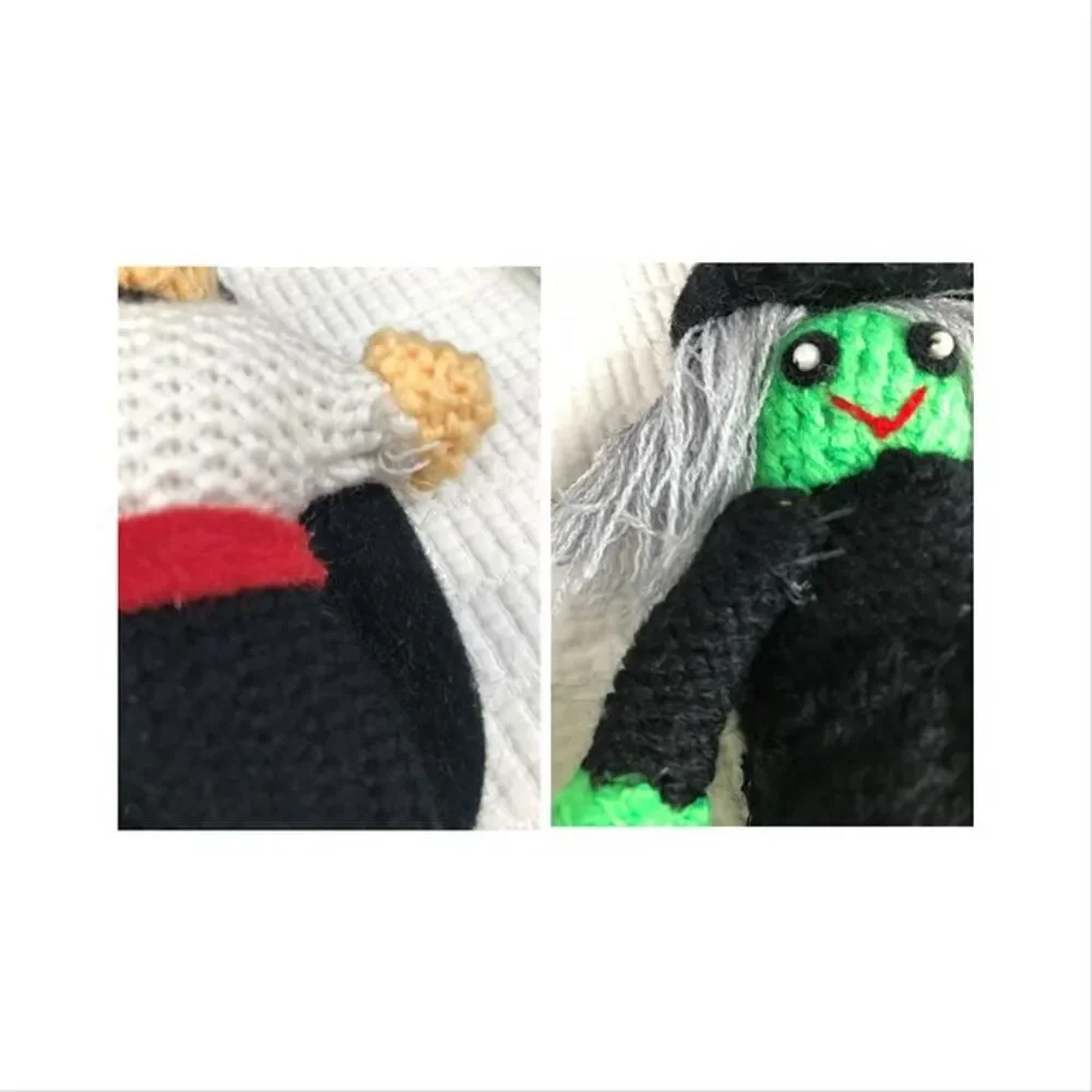 Halloween Crochet Knit Garlands (2) Witch Bat Vampire Yarn Felt ~ 7' Need TLC